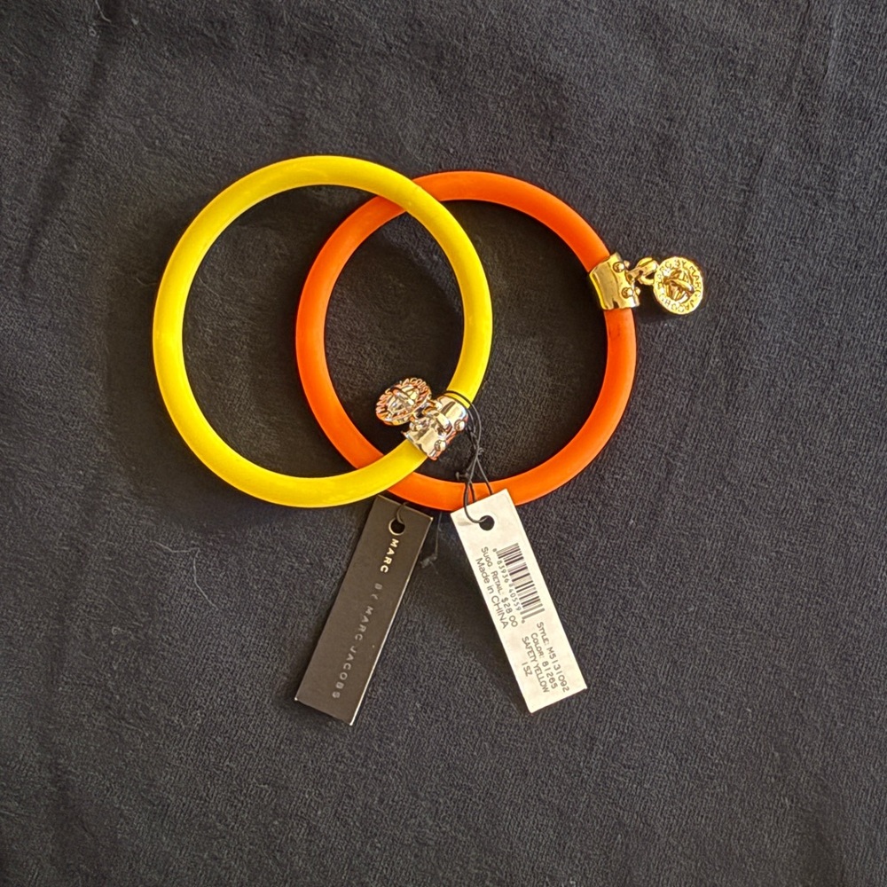 Marc by Marc Jacobs Vibrant Yellow and Orange Rubber Bracelets (set of 2).